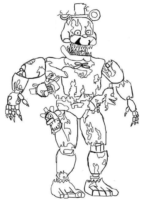 Nightmare Freddy is popular with kids and they will love being able to print it out and color it themselves. . Nightmare freddy coloring page